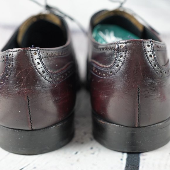 French Shriner Sterling Leather 11D Wingtip Brogues Oxford Mens Dress Burgandy main image 5